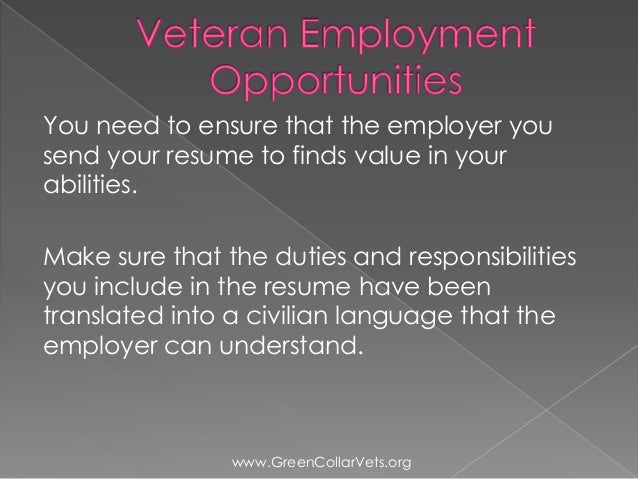 Veteran Employment Opportunities