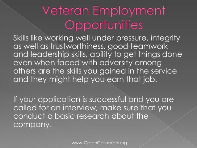 Veteran Employment Opportunities