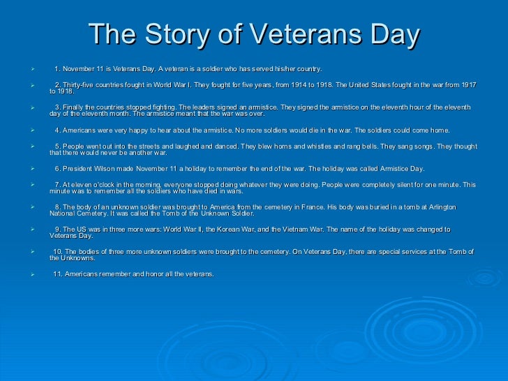 Veterans day for 5th graders
