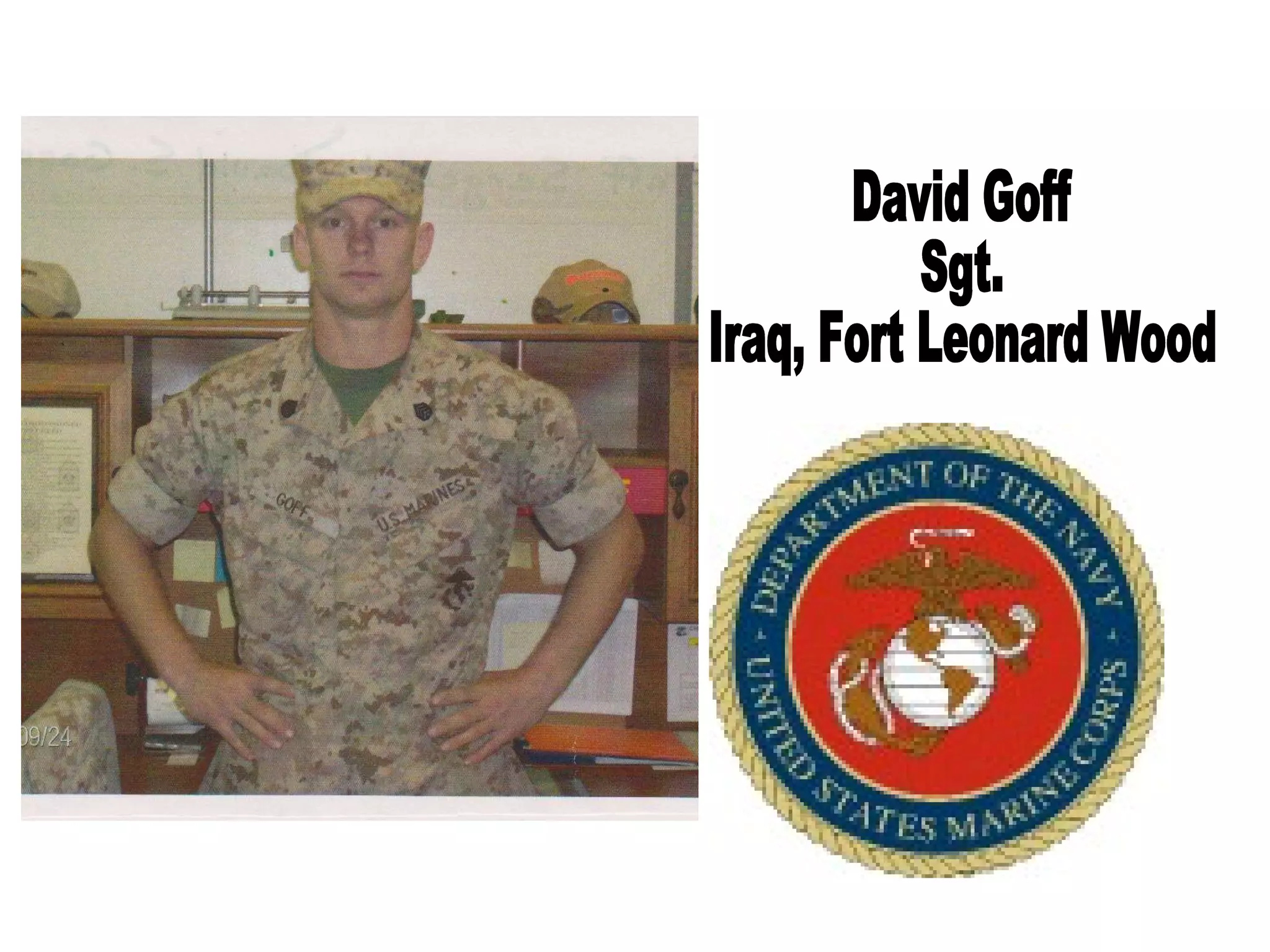 David Goff Sgt. Iraq, Fort Leonard Wood 