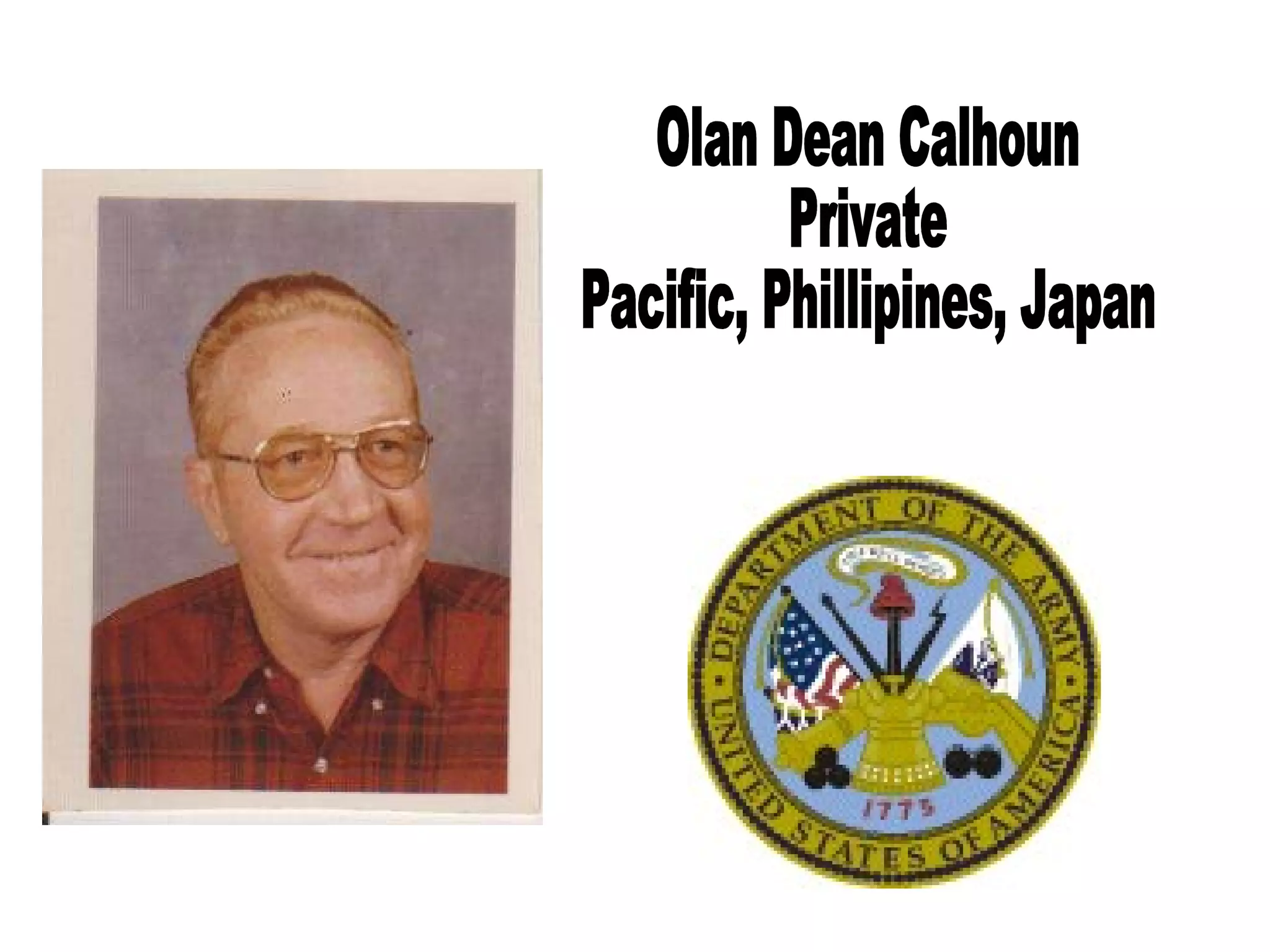 Olan Dean Calhoun Private Pacific, Phillipines, Japan 