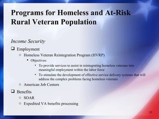 Hvrp Program Veterans and homelessness in rural areas | PPT