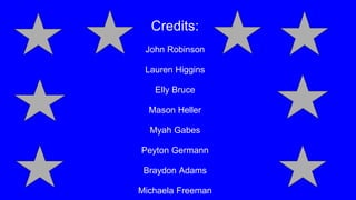 Credits:
John Robinson
Lauren Higgins
Elly Bruce
Mason Heller
Myah Gabes
Peyton Germann
Braydon Adams
Michaela Freeman
 
