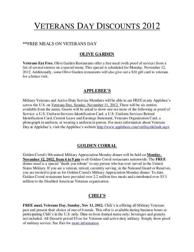 Veterans Day Discounts 2012 Pdf 1