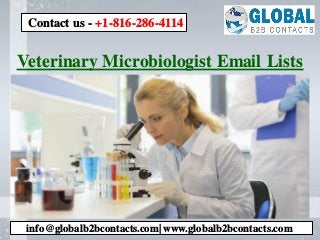 Veterinary Microbiologist Email Lists
info@globalb2bcontacts.com| www.globalb2bcontacts.com
Contact us - +1-816-286-4114
 