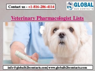 Veterinary Pharmacologist Lists
info@globalb2bcontacts.com| www.globalb2bcontacts.com
Contact us - +1-816-286-4114
 