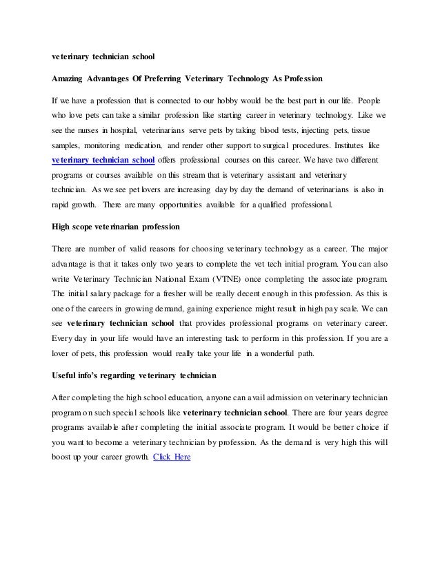 Veterinary technician school