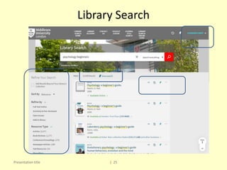 Library Search
Presentation title | 25
 