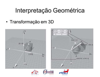 Interpretação Geométrica
• Transformação em 3D
 
