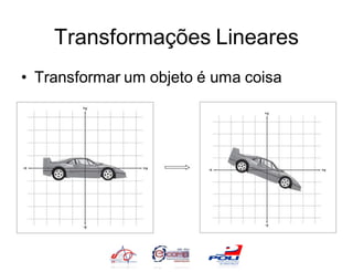 Transformações Lineares
• Transformar um objeto é uma coisa
 