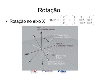 Rotação
• Rotação no eixo X
 