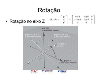 Rotação
• Rotação no eixo Z
 
