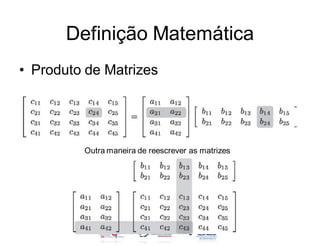 Definição Matemática
• Produto de Matrizes




         Outra maneira de reescrever as matrizes
 