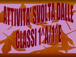 ATTIVITA' SVOLTA DALLE CLASSI 1^A/1^E