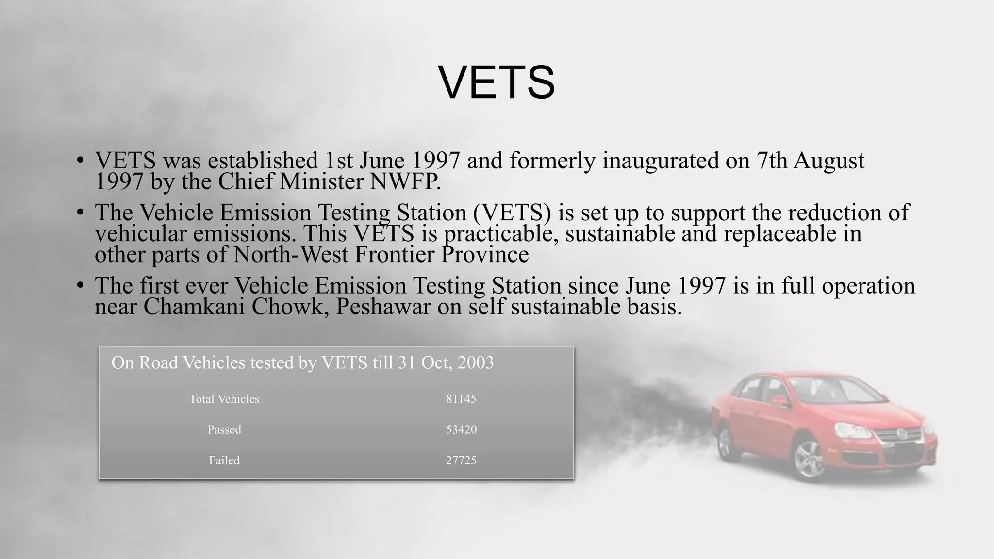 Vehicle Emission Testing Stations in Pakistan PPT