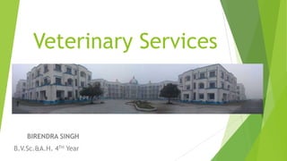 Veterinary Services
BIRENDRA SINGH
B.V.Sc.&A.H. 4TH Year
 