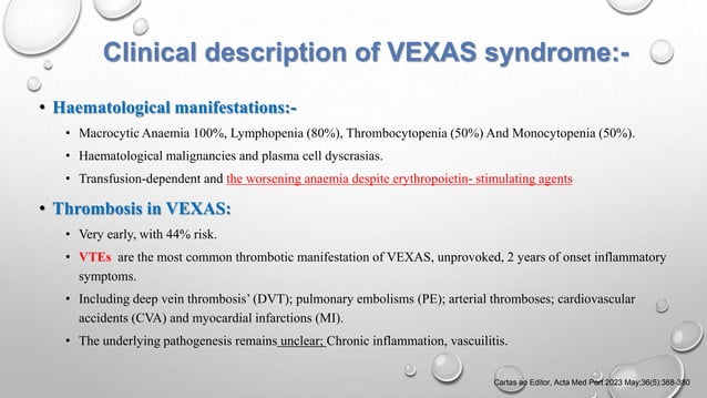 Vexa's Rashes VEXAS syndromes , a diagnostic Puzzlepptx | PPTX | Blood Disorders ...