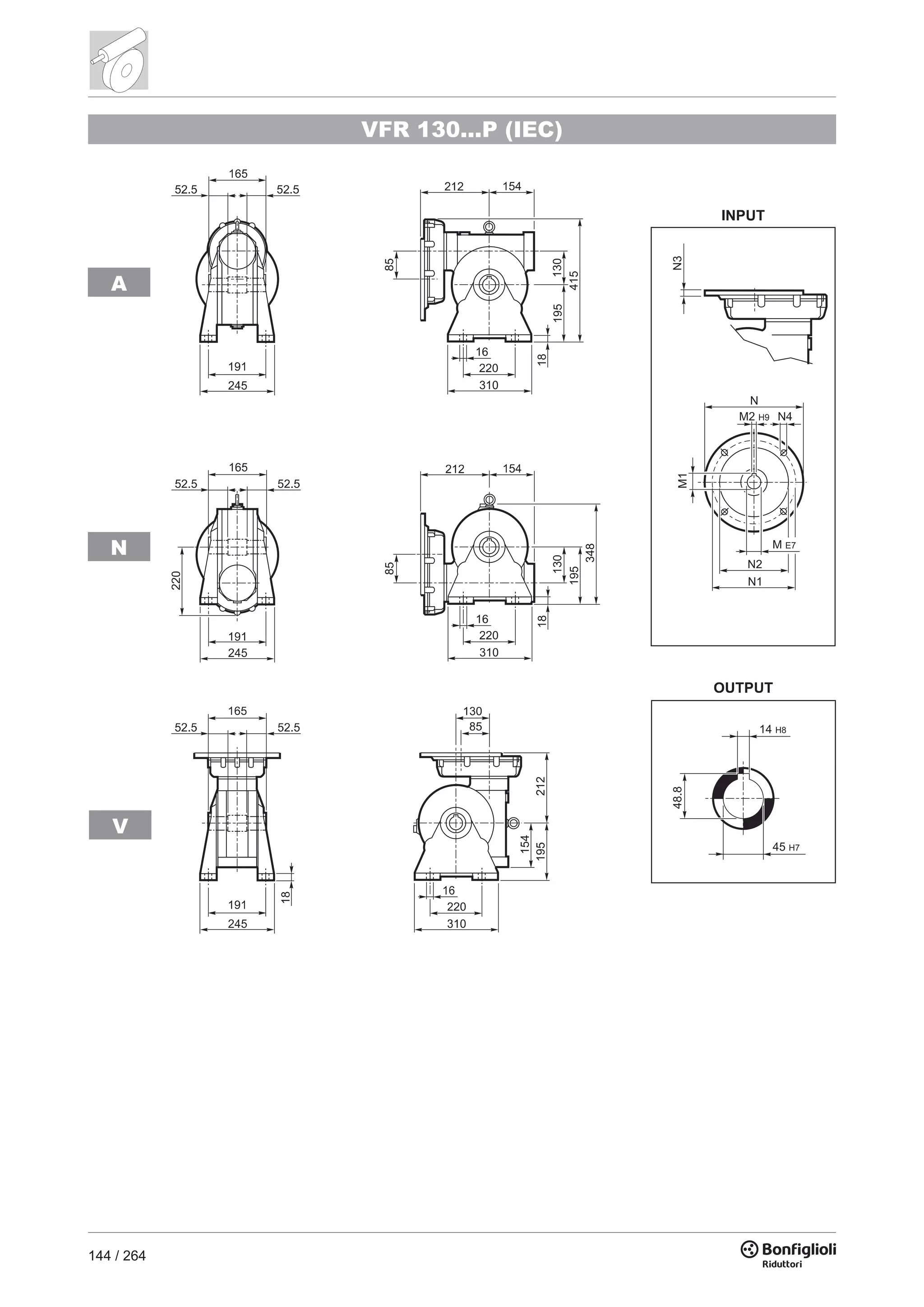 144 / 264
VFR 130...P (IEC)
14 H8
48.8
45 H7
V
N
A
 