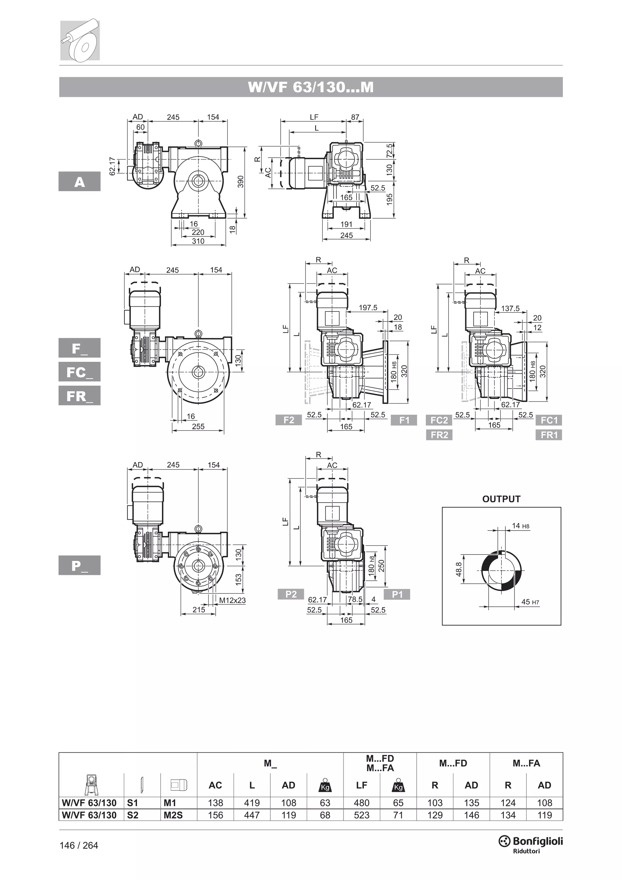 146 / 264
W/VF 63/130...M
A
FC_
FR_
F_
P_
M_
M...FD
M...FA
M...FD M...FA
AC L AD LF R AD R AD
W/VF 63/130 S1 M1 138 419 108 63 480 65 103 135 124 108
W/VF 63/130 S2 M2S 156 447 119 68 523 71 129 146 134 119
 