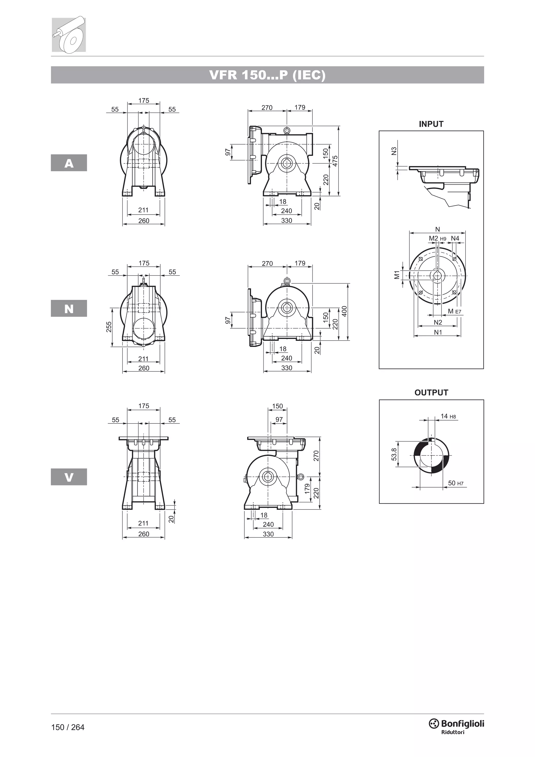 150 / 264
VFR 150...P (IEC)
14 H8
53.8
50 H7
V
N
A
 