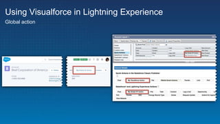 Using Visualforce in Lightning Experience
Global action
 