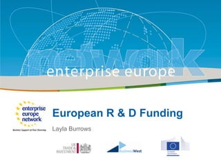 European Europe Network
EnterpriseR & D Funding
Layla Burrows
Connecting you to New Business Opportunities in Europe
 