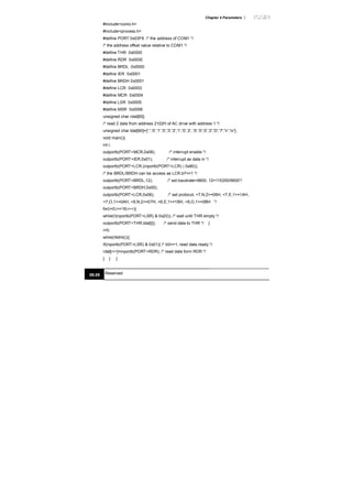 Chapter 4 Parameters |
#include<conio.h>
#include<process.h>
#define PORT 0x03F8 /* the address of COM1 */
/* the address offset value relative to COM1 */
#define THR 0x0000
#define RDR 0x0000
#define BRDL 0x0000
#define IER 0x0001
#define BRDH 0x0001
#define LCR 0x0003
#define MCR 0x0004
#define LSR 0x0005
#define MSR 0x0006
unsigned char rdat[60];
/* read 2 data from address 2102H of AC drive with address 1 */
unsigned char tdat[60]={':','0','1','0','3','2','1','0',’2', '0','0','0','2','D','7','r','n'};
void main(){
int i;
outportb(PORT+MCR,0x08); /* interrupt enable */
outportb(PORT+IER,0x01); /* interrupt as data in */
outportb(PORT+LCR,(inportb(PORT+LCR) | 0x80));
/* the BRDL/BRDH can be access as LCR.b7==1 */
outportb(PORT+BRDL,12); /* set baudrate=9600, 12=115200/9600*/
outportb(PORT+BRDH,0x00);
outportb(PORT+LCR,0x06); /* set protocol, <7,N,2>=06H, <7,E,1>=1AH,
<7,O,1>=0AH, <8,N,2>=07H, <8,E,1>=1BH, <8,O,1>=0BH */
for(i=0;i<=16;i++){
while(!(inportb(PORT+LSR) & 0x20)); /* wait until THR empty */
outportb(PORT+THR,tdat[i]); /* send data to THR */ }
i=0;
while(!kbhit()){
if(inportb(PORT+LSR) & 0x01){ /* b0==1, read data ready */
rdat[i++]=inportb(PORT+RDR); /* read data form RDR */
} } }
09.05 Reserved
 
