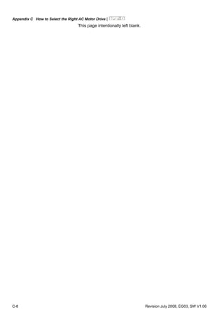 Appendix C How to Select the Right AC Motor Drive|
C-8 Revision July 2008, EG03, SW V1.06
This page intentionally left blank.
 