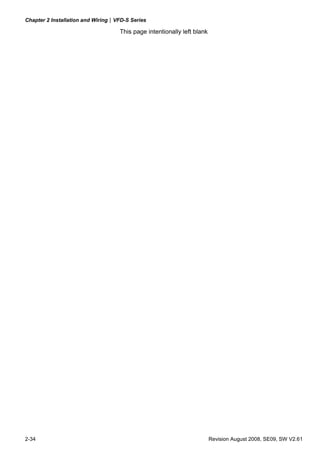 Chapter 2 Installation and Wiring|VFD-S Series

                                    This page intentionally left blank




2-34                                                                     Revision August 2008, SE09, SW V2.61
 
