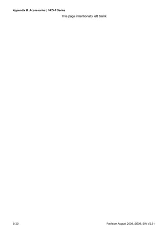 Appendix B Accessories|VFD-S Series
B-20 Revision August 2008, SE09, SW V2.61
This page intentionally left blank
 
