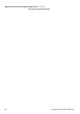 Appendix CHow to Select the Right AC Motor Drive|
C-8 Revision May 2008, ME14, SW V3.04
This page intentionally left blank.
 