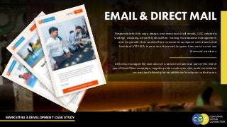 MARKETING & DEVELOPMENT CASE STUDY
EMAIL & DIRECT MAIL
Responsible for the copy, design, and execution of all emails, CGC created a
strategy, including a monthly newsletter, mailing list database management,
and list growth, that would offer a consistent touchpoint with donors and
friends of VFF USA. In year one, the email list grew from zero to over one
thousand members.
CGC also managed the execution of a direct mail piece as part of the end of
year #GiveAllYear campaign, targeting older audiences who prefer solicitation
via mail and allowing for an additional touchpoint with donors.
 