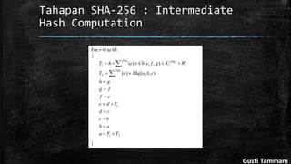Tahapan SHA-256 : Intermediate
Hash Computation
Gusti Tammam
 