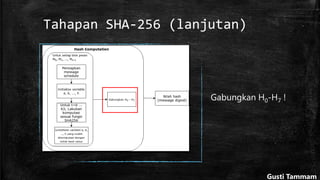 Tahapan SHA-256 (lanjutan)
Gabungkan H0-H7 !
Gusti Tammam
 