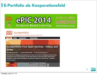 E-Portfolio als Kooperationsfeld
6
Tuesday, June 17, 14
 