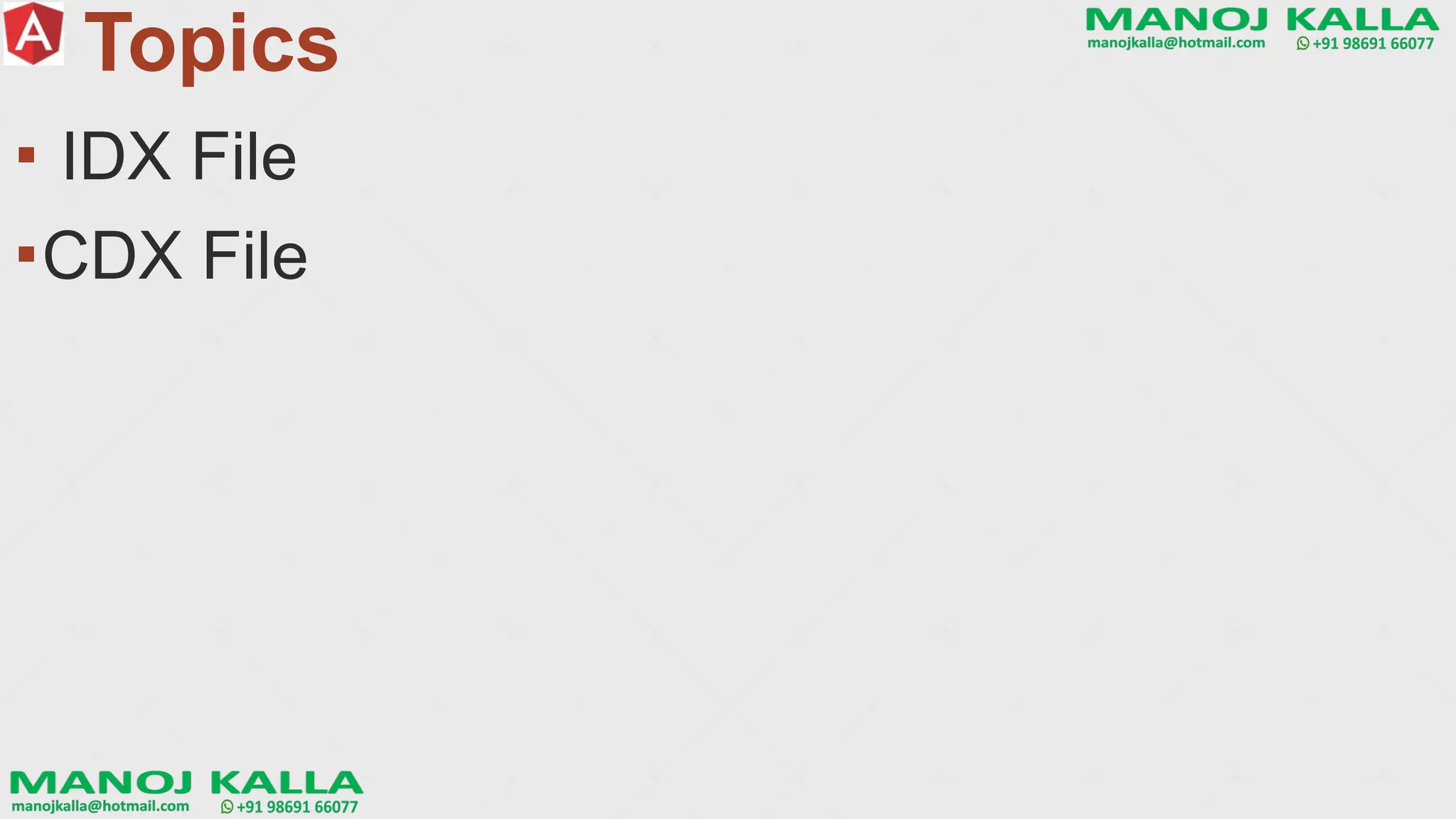 Topics
▪ IDX File
▪CDX File