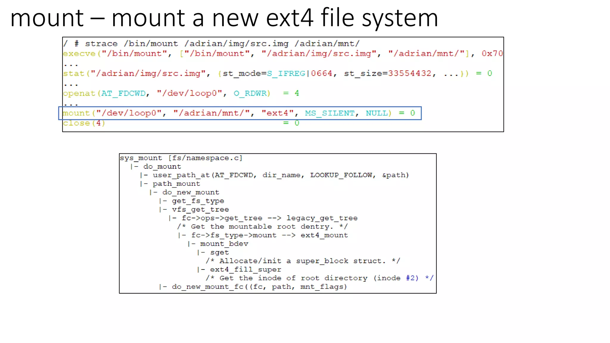 mount – mount a new ext4 file system
 