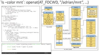 `ls –color mnt`: openat(AT_FDCWD, "/adrian/mnt“, …)
 