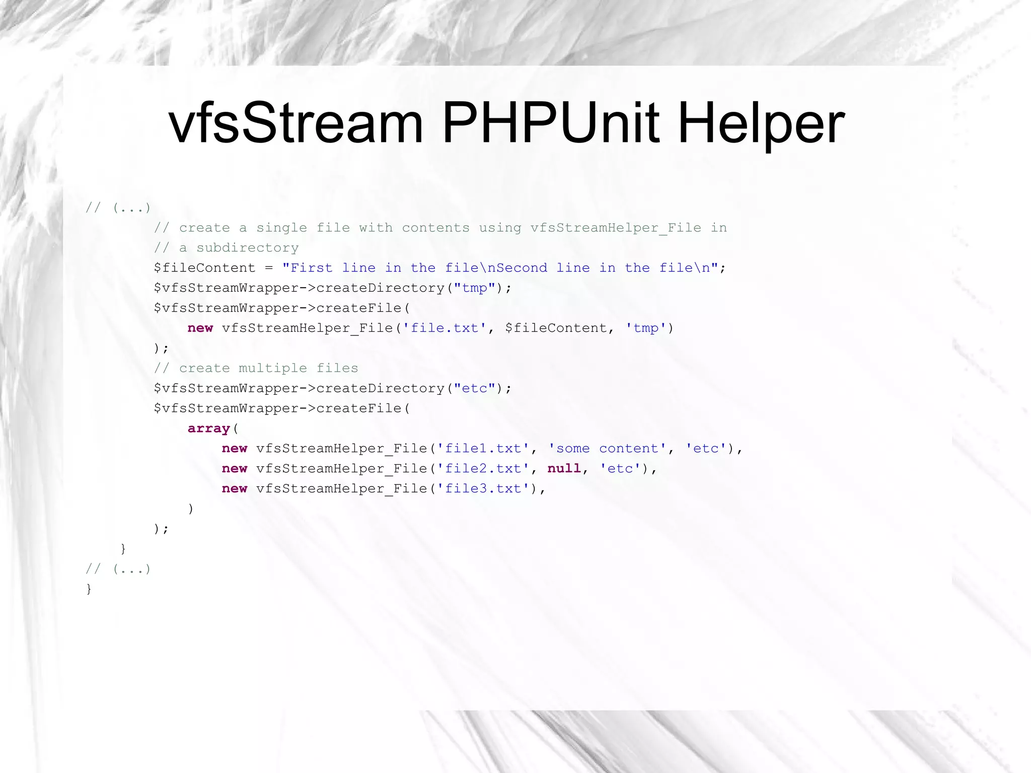 vfsStream:: OWNER_USER_2 // 2 vfsStream:: GROUP_ROOT  // 0 