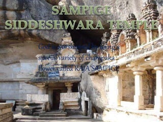 God is worshipped by using a
special variety of champaka
flower called RAJA SAMPIGE