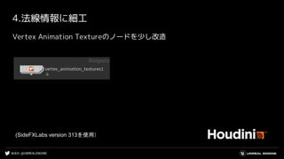 #UE4 | @UNREALENGINE
4.法線情報に細工
Vertex Animation Textureのノードを少し改造
(SideFXLabs version 313を使用）
 
