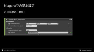 #UE4 | @UNREALENGINE
Niagaraでの基本設定
2. 回転対応（簡易）
 