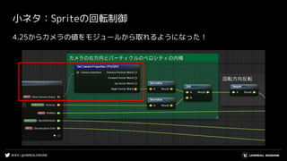 #UE4 | @UNREALENGINE
小ネタ：Spriteの回転制御
4.25からカメラの値をモジュールから取れるようになった！
 