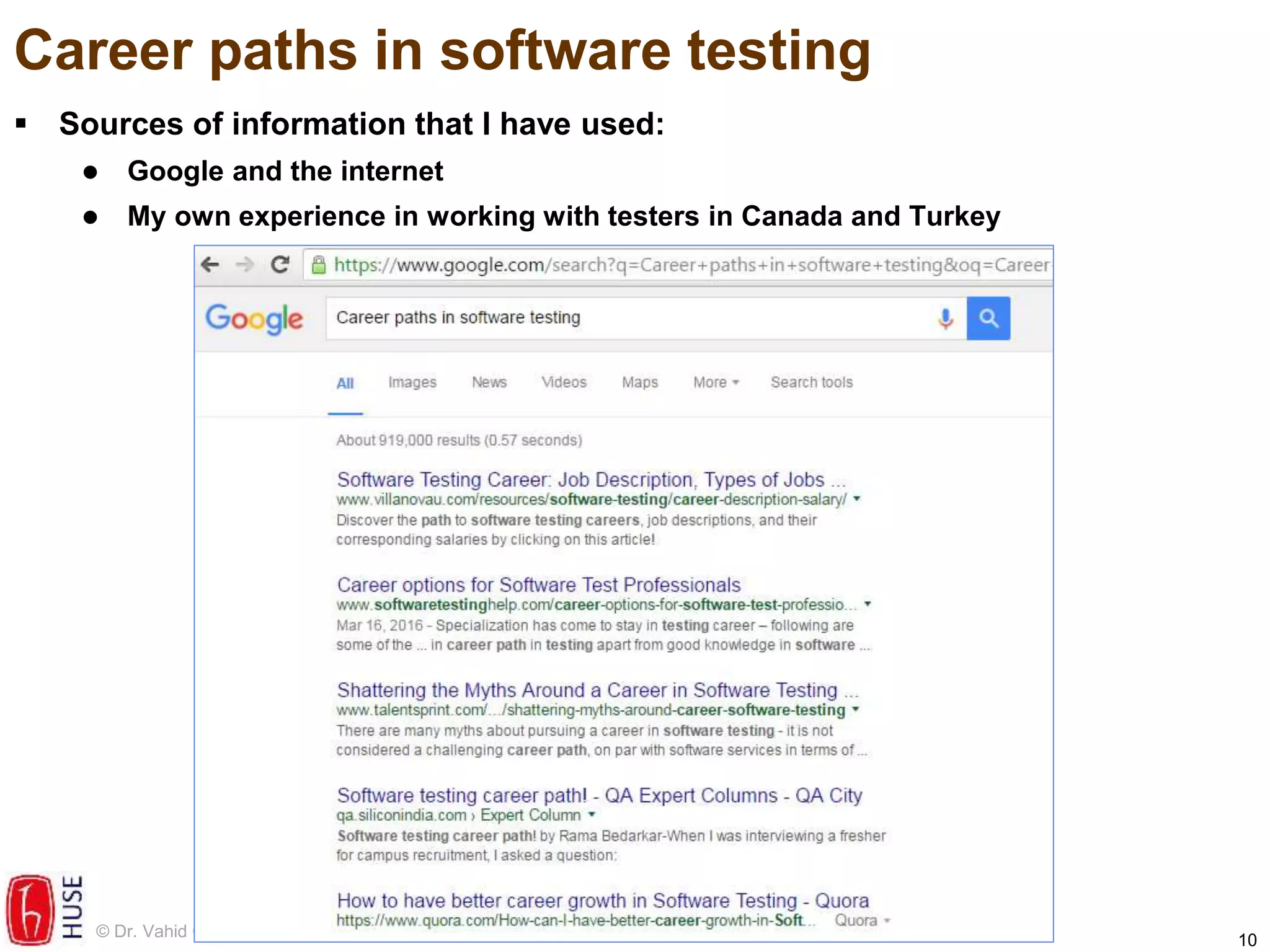 Career paths, training and learning resources in software test ...