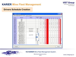 KARIER  Mine Fleet Management Drivers Schedule Creation  