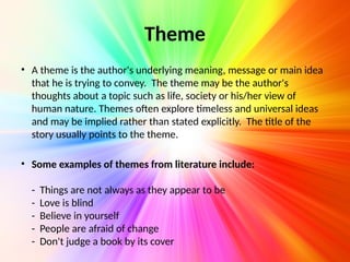 Theme And Message Examples Literary Elements, Devices and Techniques | PPTX