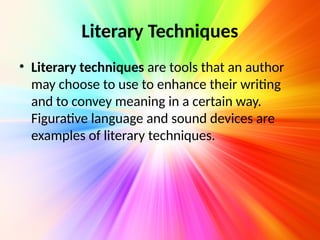 Literary Elements, Devices and Techniques | PPTX