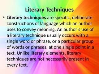 Literary Elements, Devices and Techniques | PPTX