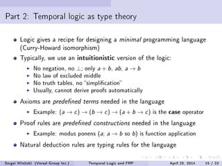 Temporal logic and functional reactive programming | PPT