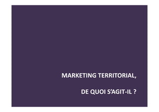 MARKETING TERRITORIAL,
DE QUOI S’AGIT-IL ?
 